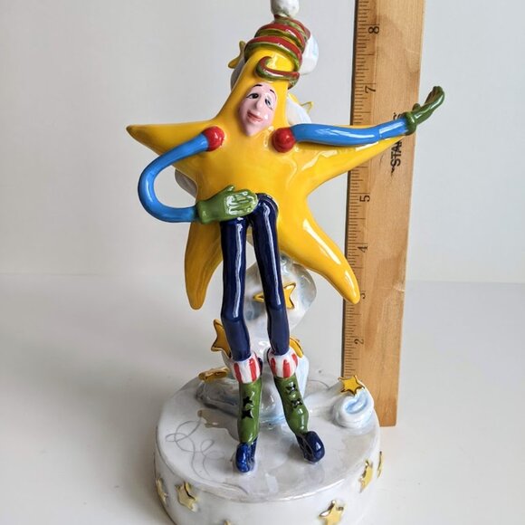 Rare 2003 Vanmark Holiday Starman With Skates Ceramic Figurine with Music Box - Picture 12 of 12
